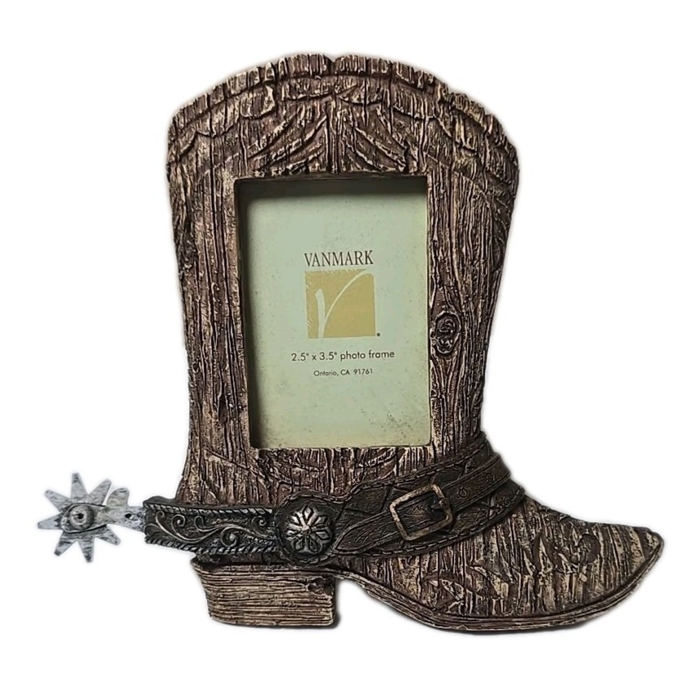 2006 Vanmark Cowboy Boot Spur Photo Frame Picture Size 2 1/2" X 3 1/2"